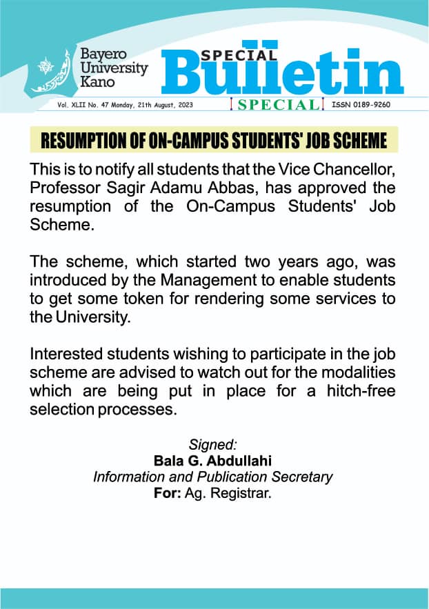 On campus job scheme