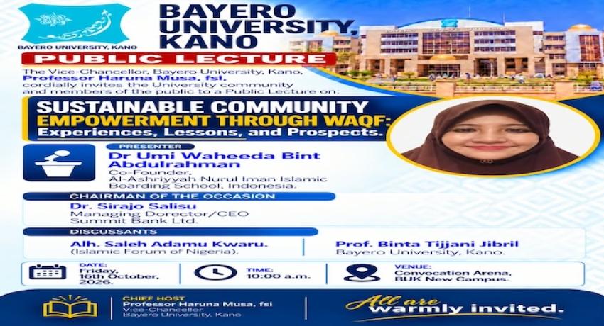 SUSTAINABLE COMMUNITY DEVELOPMENT THROUGH WAQF: Experiences,  Lessons and Prospects. 